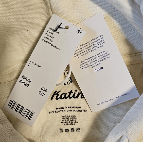 Katin UO Exclusive Mens Kanvas Hoodie Sweatshirt LARGE Ivory - Picture 5 of 8